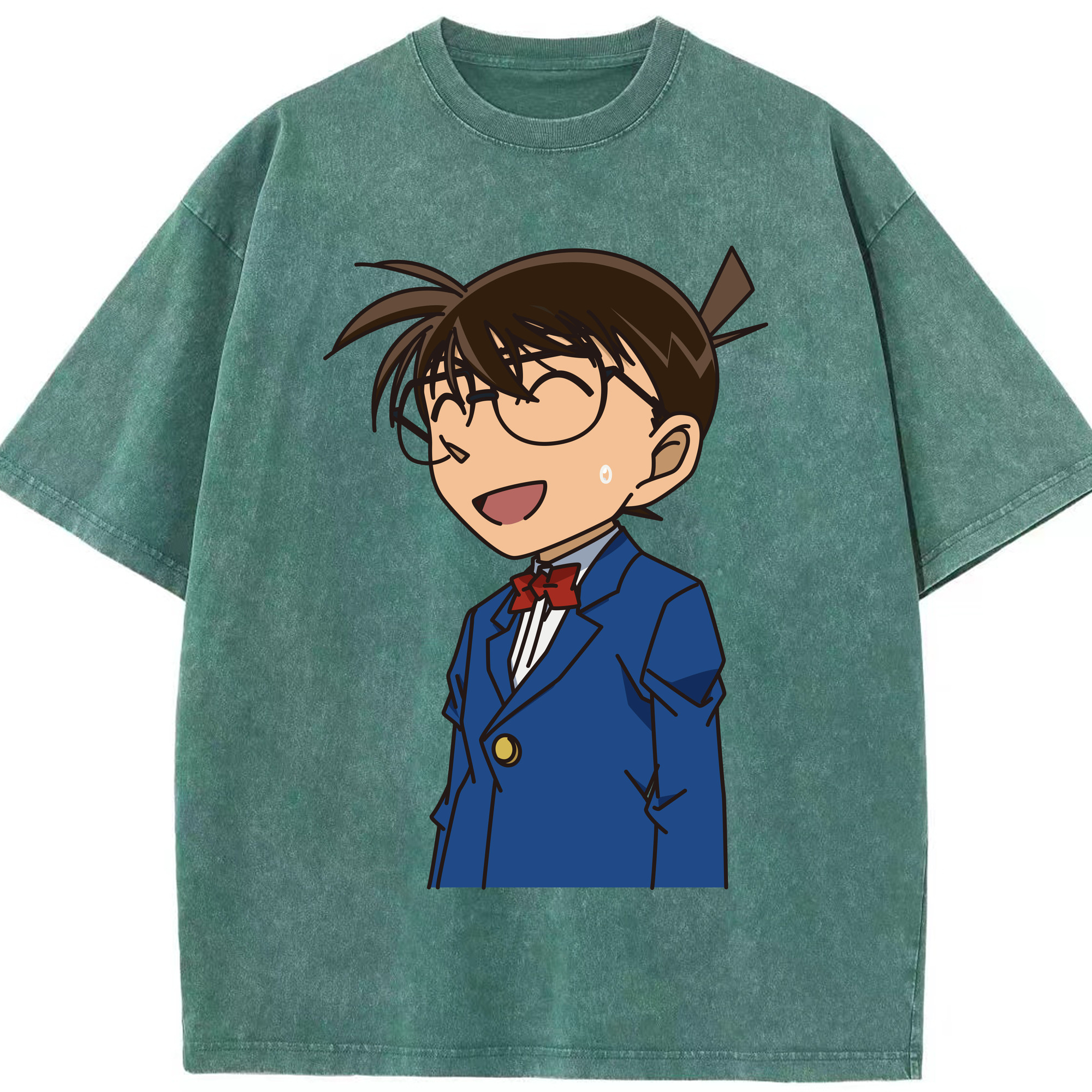 （画像用） 名探偵コナン 江戸川 コナン Detective Conan Conan Edogawa 綿100% ヴィンテージ風 半袖Tシャツ（フロントプリント）